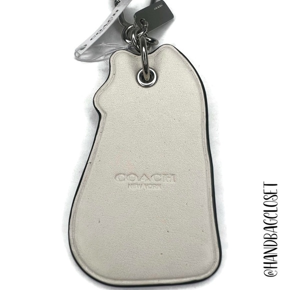 COACH FOX NOVELTY LEATHER BAG CHARM COACH F54924 SILVER/GREY FOB KEYCHAIN - Picture 5 of 7